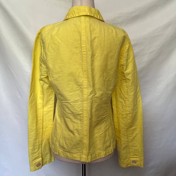 J Crew Linen Blend 2 Button Womens Blazer Sz 6 Yellow Notch Collar Preppy Bright - Picture 6 of 11